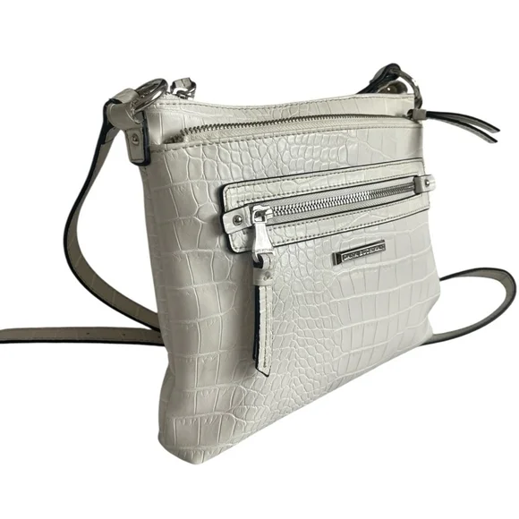 DANA BUCHMAN Off White Croco Leather Bag Small Shoulder Bag Womens Crossbody Bag - Picture 4 of 10